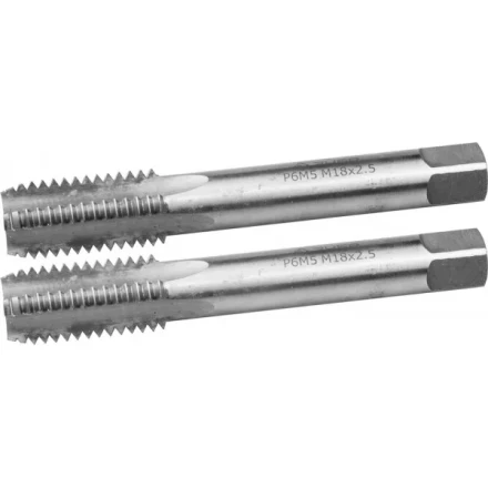 Метчики ЗУБР "ЭКСПЕРТ" машинно-ручные, комплектные для нарезания метрической резьбы в сквозных отверстиях, М18х2,5, 2шт 4-28007-18-2.5-H2 купить в Нижневартовске