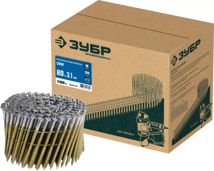 ЗУБР CNW 80 х 3.1 мм, барабанные гвозди рифленые, 3600 шт (305382-80) купить в Нижневартовске