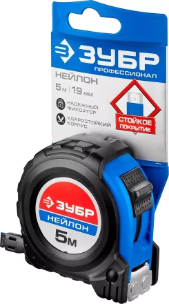 Рулетка ЗУБР "НЕЙЛОН", нейлоновое покрытие, упрочненное полотно, ударопрочный обрезиненный корпус, 5м/19мм 34056-05-19_z01 купить в Нижневартовске