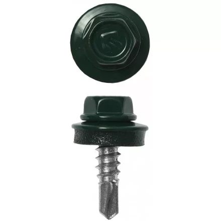 Саморезы ЗУБР "ПРОФЕССИОНАЛ" окраш., RAL 6005 зелен. насыщен., для крепл. кров. матер. к металл. констр., 5.5x25мм, 1800шт 4-300310-55-025-6005 купить в Нижневартовске