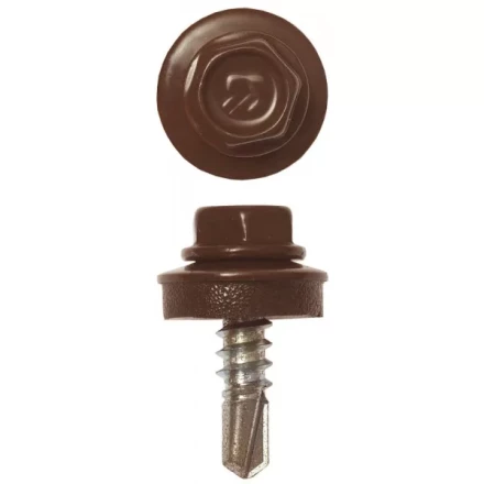 Саморезы ЗУБР "ПРОФЕССИОНАЛ" окраш., RAL 8017 шокол.-коричн., для крепл. кров. матер. к металл. констр. , 5.5x19мм, 2500шт 4-300310-55-019-8017 купить в Нижневартовске