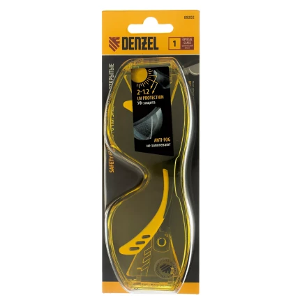 Очки защитные открытые Denzel 89202, поликарбонатные, увеличенная желтая линза, регулируемые дужки купить в Нижневартовске