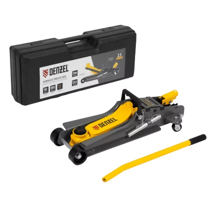Домкрат гидравлический подкатной с фиксатором Denzel 51233, 2,5 т,  85-385 мм, в пласт. кейсе купить в Нижневартовске
