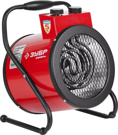 Пушка ЗУБР "МАСТЕР" "круглая" тепловая электрическая, гладкий нерж ТЭН, 2/1 кВт, 220В ЗТП-2000_М2 купить в Нижневартовске