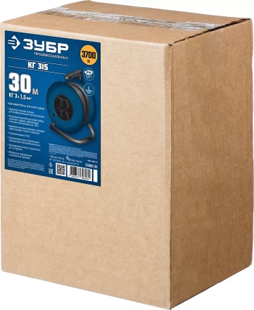 Удлинитель на катушке "КГ 315", 30 м, 3700 Вт, 4 гнезда, IP44, КГ 3х1,5 кв мм, ЗУБР 55080-30 купить в Нижневартовске