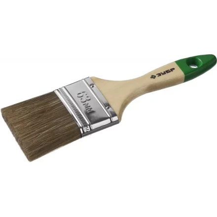 Кисть плоская  ЗУБР "ЛАЗУРЬ-МАСТЕР", смешанная щетина, деревянная ручка, 63мм 4-01009-063 купить в Нижневартовске