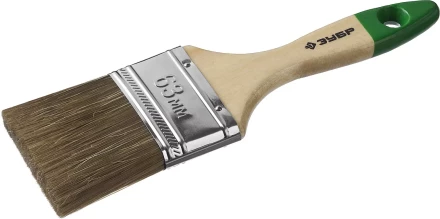 Кисть плоская  ЗУБР "ЛАЗУРЬ-МАСТЕР", смешанная щетина, деревянная ручка, 63мм 4-01009-063 купить в Нижневартовске