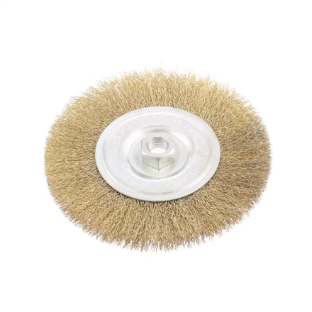 Щетка для УШМ 150 мм М14 плоская латунированная витая проволока MATRIX 74652 купить в Нижневартовске