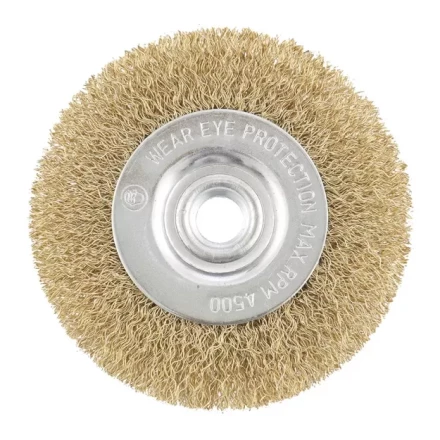 Щетка для УШМ 150 мм М14 плоская латунированная витая проволока MATRIX 74652 купить в Нижневартовске