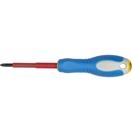 ЗУБР "ПРОФИ ЭЛЕКТРИК". Отвертка Cr-V, трехкомпонент рукоятка, высоковольтная до ~1000В, PH №1, 80 мм 25262-1-080 купить в Нижневартовске