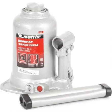Домкрат гидравлический бутылочный телескопический 6 т подъем 170-430 мм MATRIX 50747 купить в Нижневартовске