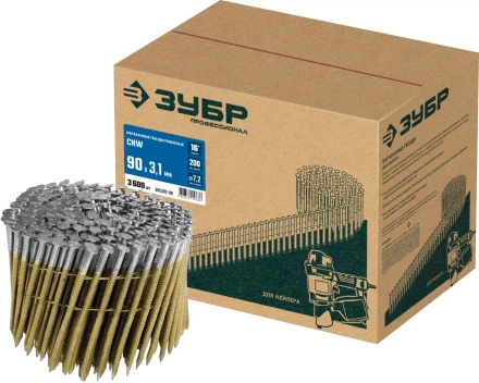 ЗУБР CNW 90 х 3.1 мм, барабанные гвозди рифленые, 3600 шт (305382-90) купить в Нижневартовске