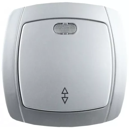 Выключатель СВЕТОЗАР "АКЦЕНТ" проходной одноклавишный в сборе, с подсветкой, цвет серебристый металлик, 10А/~250В SV-54238-SM купить в Нижневартовске