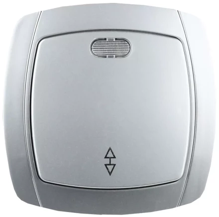 Выключатель СВЕТОЗАР "АКЦЕНТ" проходной одноклавишный в сборе, с подсветкой, цвет серебристый металлик, 10А/~250В SV-54238-SM купить в Нижневартовске