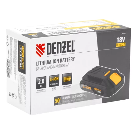Батарея аккумуляторная Denzel IB-18-2.0, Li-Ion, 18 В, 2.0 А/ч 28433 купить в Нижневартовске