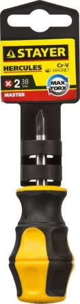Отвертка STAYER "MASTER" "HERCULES", Сr-V, противоскользящая рукоятка, PH2x38мм 25052-38-2_z02 купить в Нижневартовске