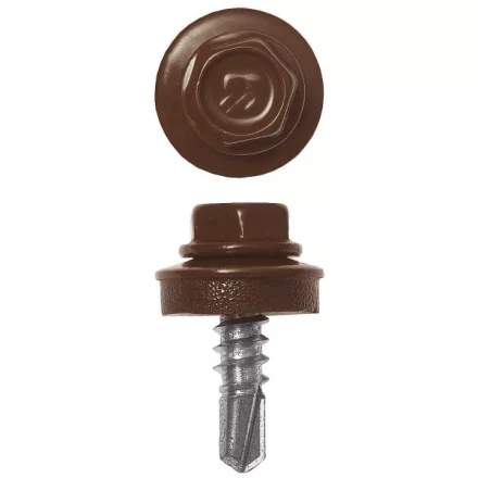 Саморезы ЗУБР "ПРОФЕССИОНАЛ" окраш., RAL 8017 шокол.-коричн., для крепл. кров. матер. к металл. констр. , 5.5x25мм, 1800шт 4-300310-55-025-8017 купить в Нижневартовске