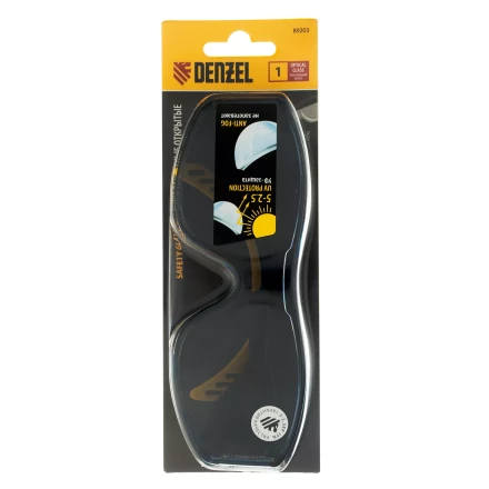 Очки защитные открытые Denzel 89203, поликарбонатные, увеличенная дымчатая линза, регулируемые дужки купить в Нижневартовске