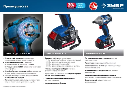 Ударный гайковерт аккумуляторный BL-motor 2 АКБ GB-250 A5 серия ПРОФЕССИОНАЛ купить в Нижневартовске