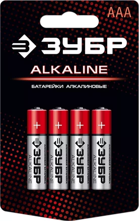 Батарейка "ЗУБР" "ALCALINE" щелочная (алкалиновая), "AAA", 1,5В, 4шт 59221-4C купить в Нижневартовске