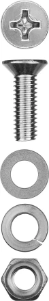 Винт (DIN965) в комплекте с гайкой (DIN934), шайбой (DIN125), шайбой пруж. (DIN127), M4 x 20 мм, 25 шт, ЗУБР 303456-04-020 купить в Нижневартовске