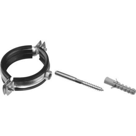 ЗУБР "МАСТЕР". Хомут трубный с гайкой, оцинкованный, в комплекте с сантехнической шпилькой и дюбелем, 2", 1шт 37866-59-64 купить в Нижневартовске