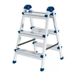 Стремянка двухсторонняя 3 ступени сталь профиль стальные ступени Сибртех 97983