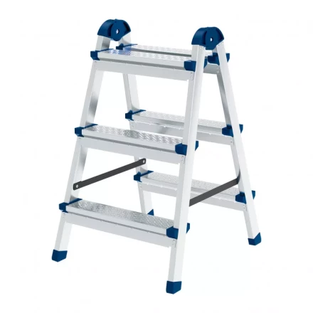 Стремянка двухсторонняя 3 ступени сталь профиль стальные ступени Сибртех 97983 купить в Нижневартовске