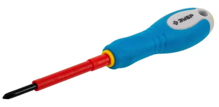 ЗУБР "ПРОФИ ЭЛЕКТРИК". Отвертка Cr-V, трехкомпонент рукоятка, высоковольтная до ~1000В, PH №0, 60 мм 25262-0-060 купить в Нижневартовске