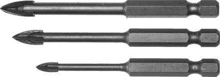 Набор ЗУБР "ПРОФЕССИОНАЛ": Сверла по кафелю, керамике, с четырьмя режущими лезвиями 4, 6, 8 мм, 3 шт 29845-H3_z01 купить в Нижневартовске