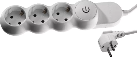 Удлинитель ЗУБР "МАСТЕР" электрический, ПВС сечение 1кв мм, выкл, заземл, защитная шторка, 3 гнезда, макс мощн 3500Вт, 3м 55039-3 купить в Нижневартовске