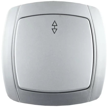 Выключатель СВЕТОЗАР "АКЦЕНТ" проходной одноклавишный в сборе, цвет серебристый металлик, 10А/~250В SV-54237-SM купить в Нижневартовске