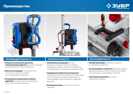 Станок вертикально-сверлильный ЗУБР Профессионал 800 Вт, 13 мм БЗП ВСС-П800 купить в Нижневартовске