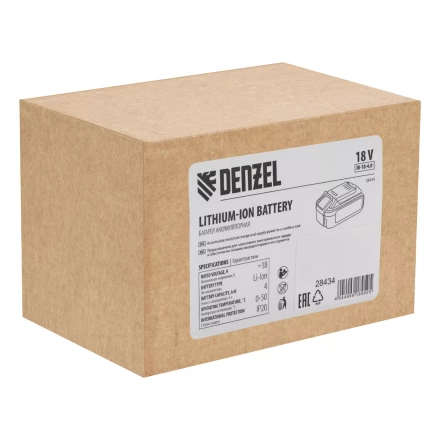 Батарея аккумуляторная Denzel IB-18-4.0, Li-Ion, 18 В, 4.0 А/ч 28434 купить в Нижневартовске