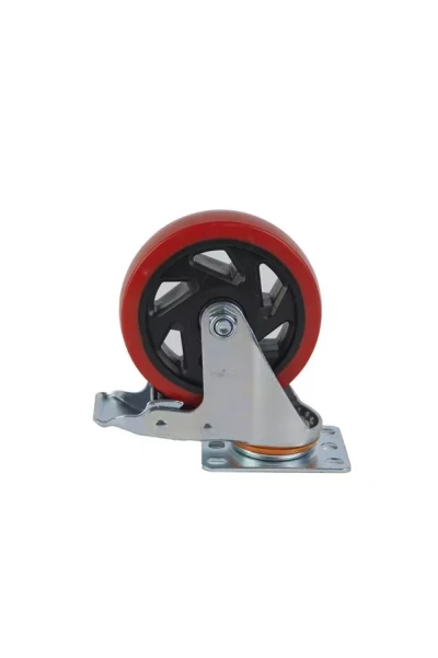 Колесо поворотное усиленное полиуретан SCBM 55 125 мм с тормозом 1027250