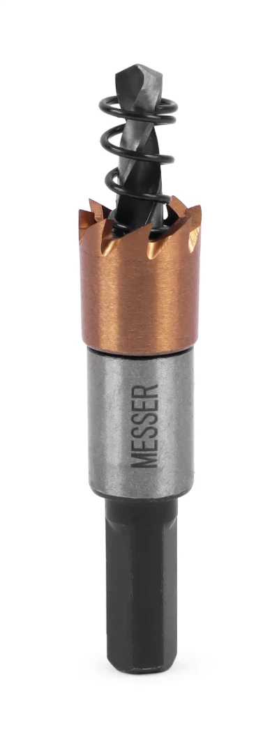 HSS-TiN коронка MESSER 16мм с центр. сверлом и толкающей пружиной для лист. материала до 2 мм ц/х