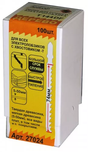 Пилка для электролобзика T144 DF BiM 1шт/100 Энкор 27024 купить в Нижневартовске