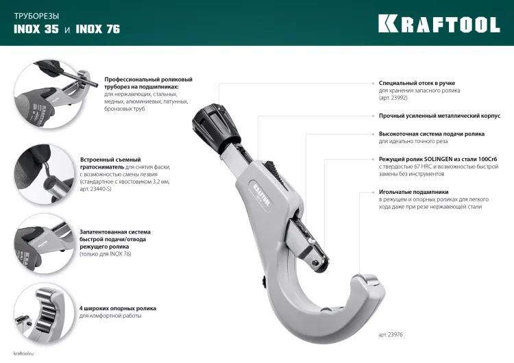 Труборезы KRAFTOOL для труб из нержавеющей стали 23976 купить в Нижневартовске