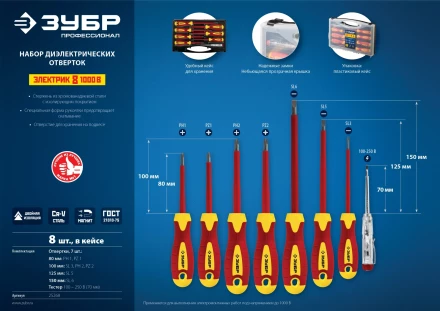 Наборы отверток диэлектрических ПРОФИ ЭЛЕКТРИК серия ПРОФЕССИОНАЛ купить в Нижневартовске