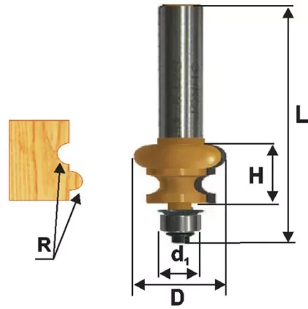 Фреза кромочная фигурная Ф25.5Х16 мм R32 мм хвостовик 8 мм 46428 купить в Нижневартовске