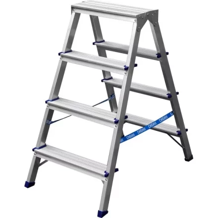 Лестница-стремянка двухсторонняя алюминиевая, СИБИН 38825-04, 4 ступени 38825-04 купить в Нижневартовске