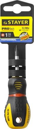 Отвертка STAYER &quot;PROFESSIONAL&quot; &quot;PROTech&quot;, двухкомп рукоятка, намагниченная, Cr-Mo, PH1x38мм 25132-1-38_z02 купить в Нижневартовске