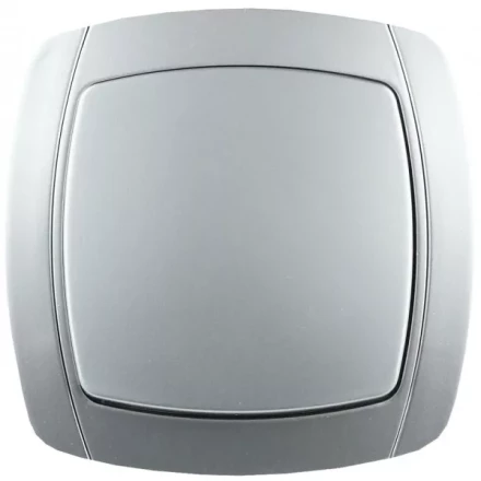 Выключатель СВЕТОЗАР "АКЦЕНТ" одноклавишный в сборе, цвет серебристый металлик, 10А/~250В SV-54230-SM купить в Нижневартовске