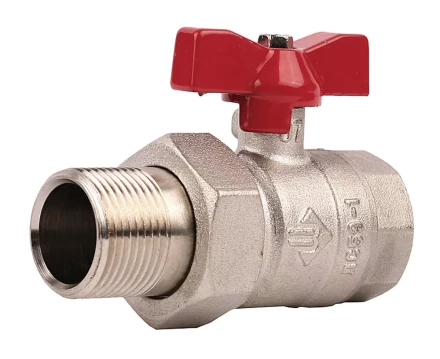 Кран ЗУБР шаровой 3/4" полнопроходной с накидной гайкой "мама-папа", бабочка, никелированная латунь 51357-N-3/4 купить в Нижневартовске