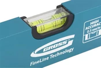 Уровень алюминиевый усиленный 800 мм толщина профессиональный 2 мм 3 глазка  GROSS 33628 купить в Нижневартовске