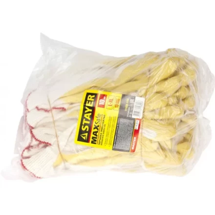 Перчатки STAYER "МASTER" MaxSafe трикотажные, обливная ладонь из латекса, х/б, 13 класс, L-XL, 10 пар 11408-H10 купить в Нижневартовске