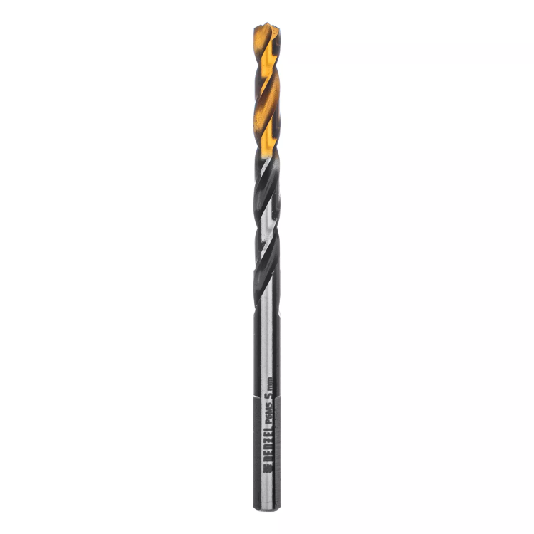 Сверло спиральное по металлу Denzel 5 x 86мм, Р6М5, Golden Tip, многогранная заточка, 718276 купить в Нижневартовске