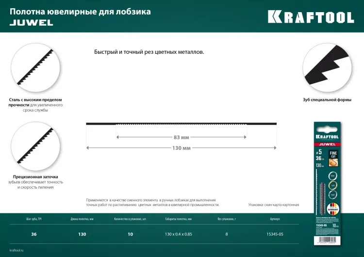 Полотна для лобзика 15345-05 купить в Нижневартовске
