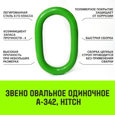 Звено овальное одиночное A-343 HITCH Т8 кл 45 т (SZ071421) купить в Нижневартовске