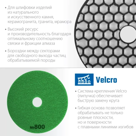 ЗУБР 100 мм, №800, сухое шлифование, алмазный гибкий шлифовальный круг АГШК, Профессионал (29868-800) купить в Нижневартовске